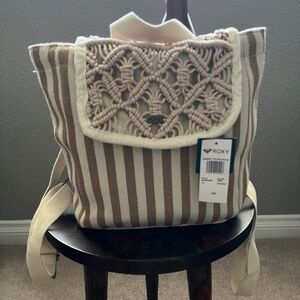 ROXY Summer Tan Macrame Backpack NWT